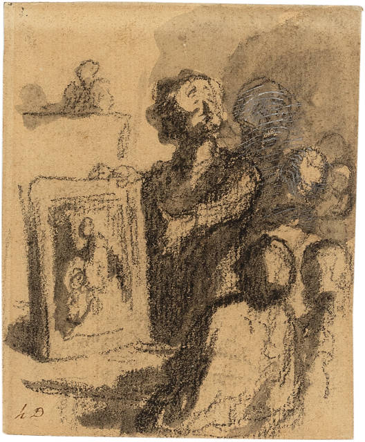 Honoré Daumier  : La vente de tableaux , Circa 1860